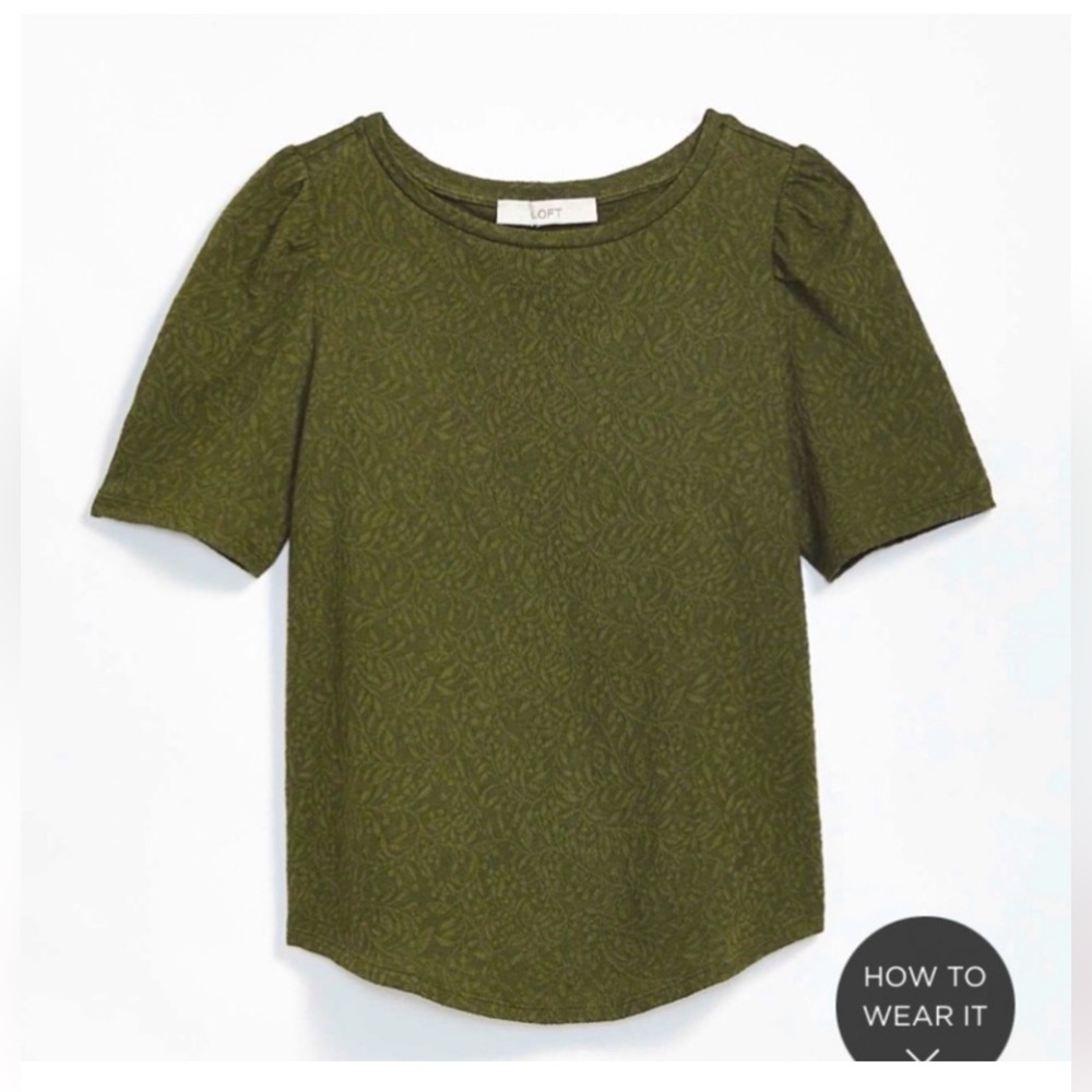 LOFT Olive Green Textured Top